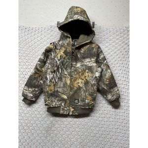 Berne Canvas Jacket Youth M Real Tree Camouflage Insulated Quilt Workwear